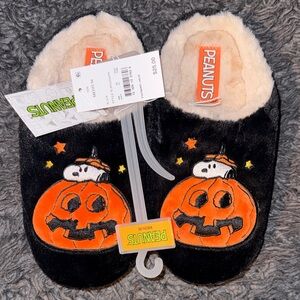 Peanuts Black and Orange Snoopy Pumpkin Slippers